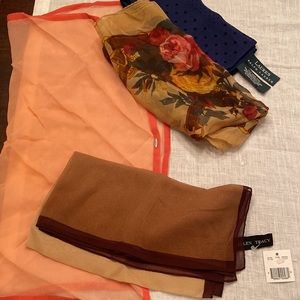 Lot of 4 scarves Lauren, Ellen Tracy, Elizabeth Gillett